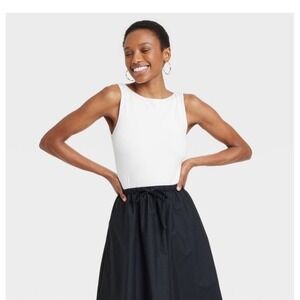 NWT A New Day Boat Neck Compression Sleeveless Bodysuit Woman's  White Size L